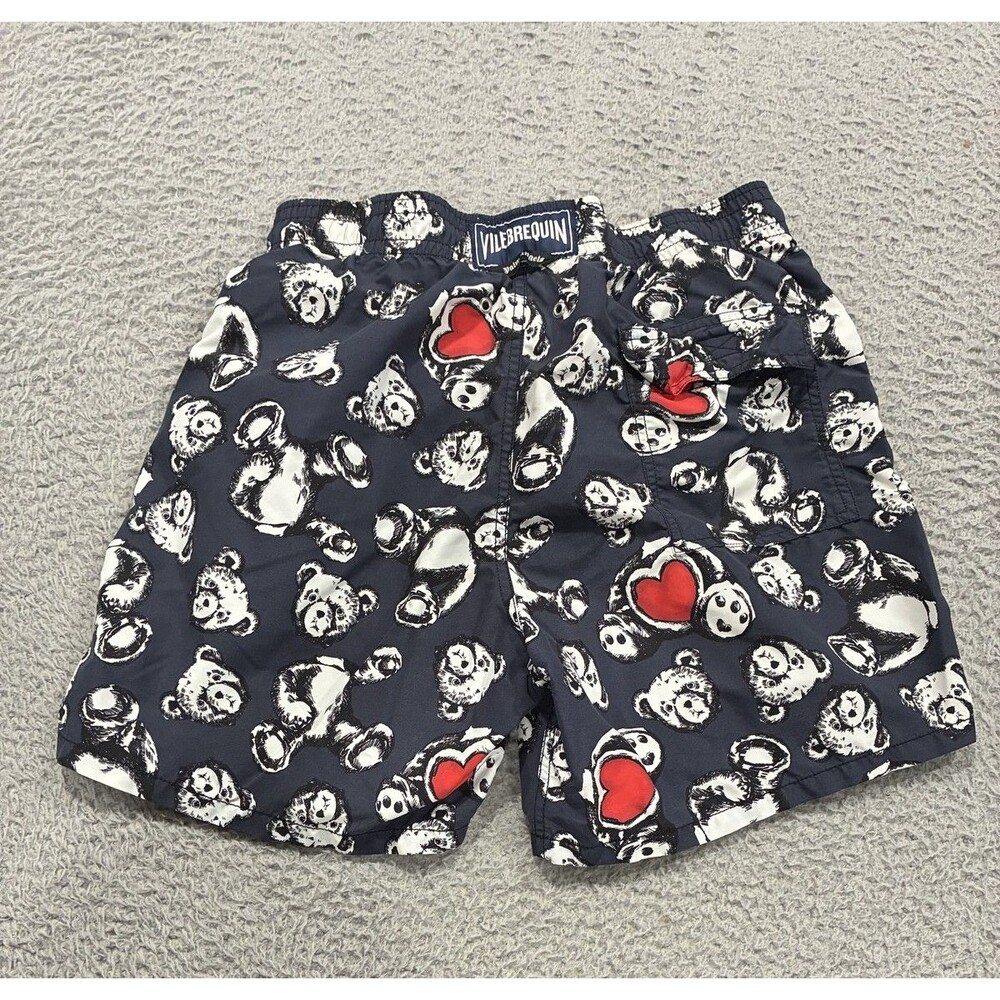 Vilebrequin X Palm Angels Swim Shorts Mens Large Blue Teddy Bear Heart Print
